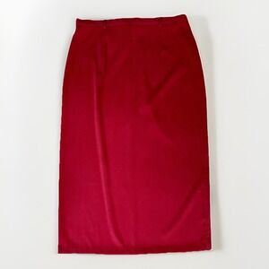 Sag Harbor Women Red Christmas Holiday Skirt Size 12 Midi Length Tie Suede Feel